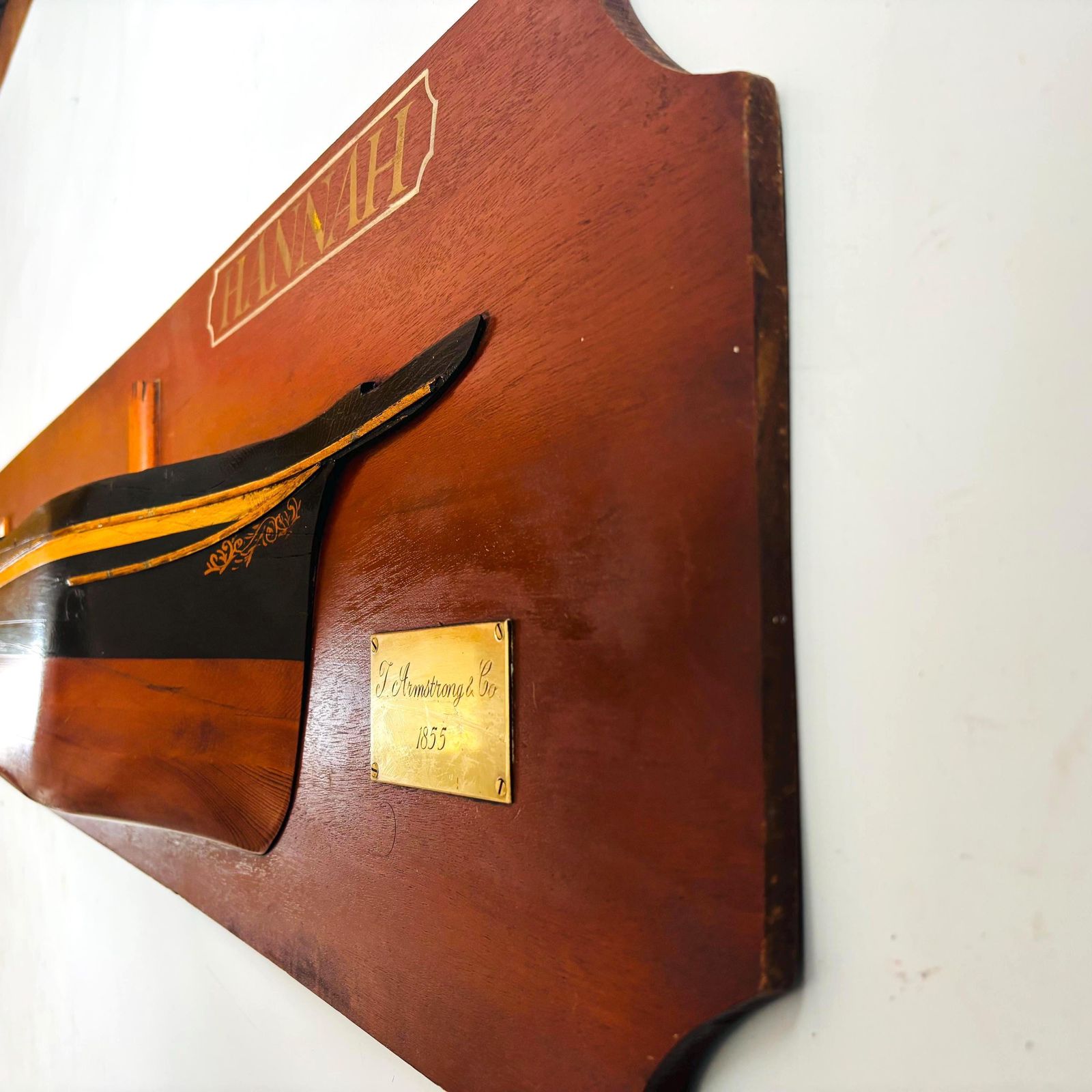 Rare Museum Piece Victorian Ship Half Hull Model: T. Armstrong & Co, 1855 "Hannah"   1.56 M Long photo for sale