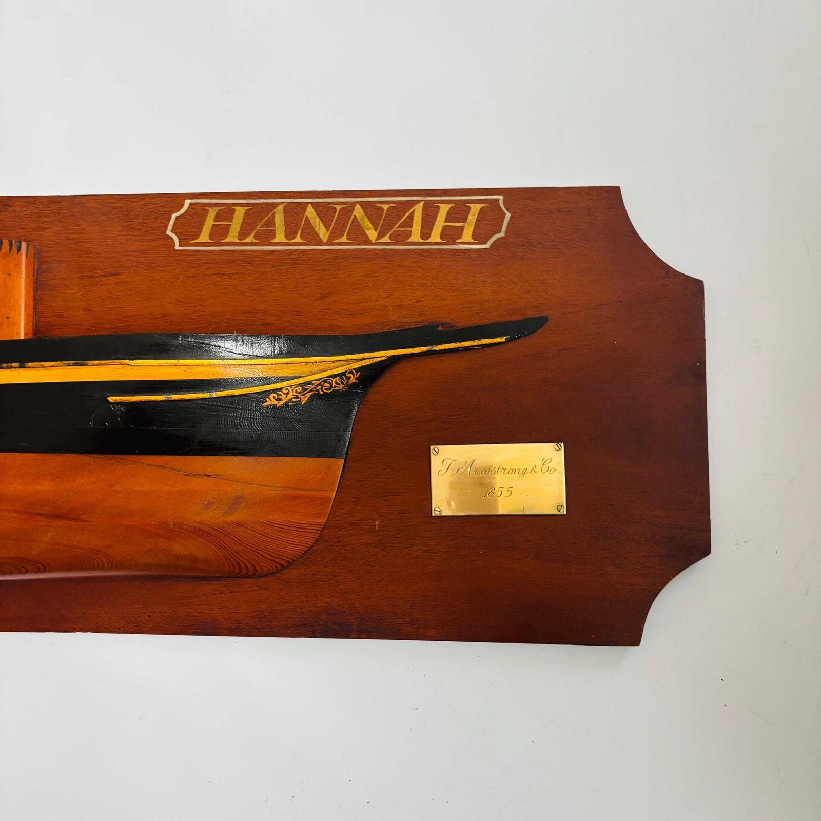 1250.0 Rare Museum Piece Victorian Ship Half Hull Model: T. Armstrong & Co, 1855 "Hannah"   1.56 M Long photo