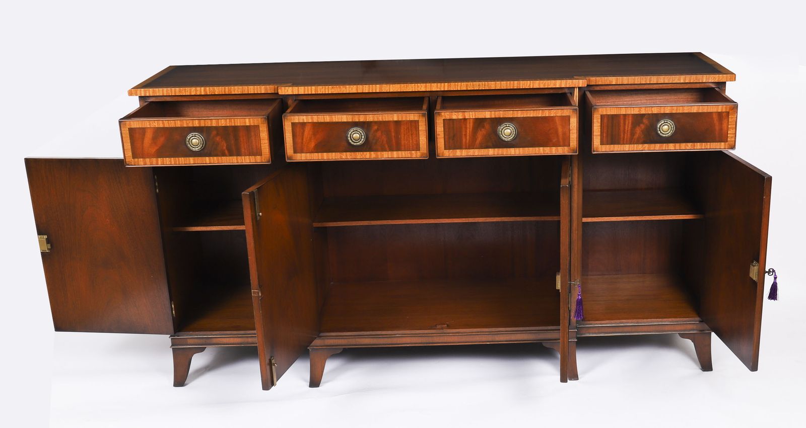 Vintage Pair Flame Mahogany Sideboards Retailed By Harrods Late 20th C photo buy