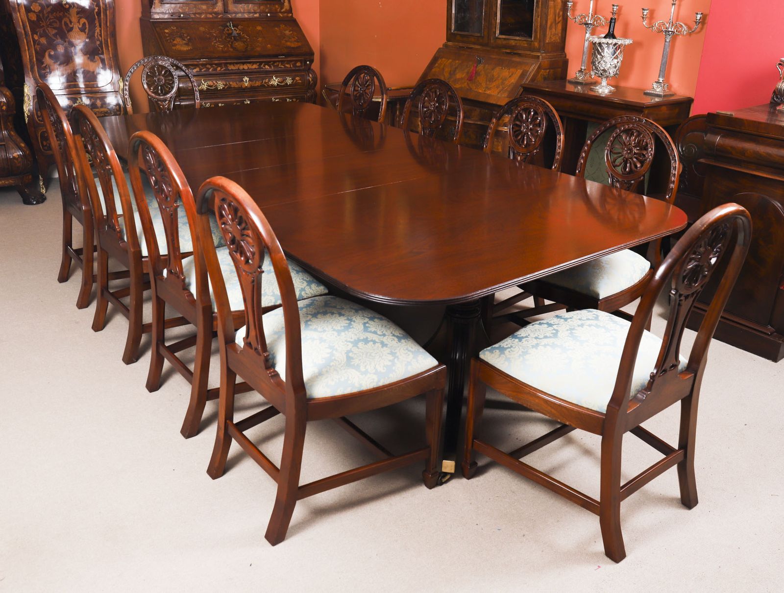 Vintage 9ft Dining Table Set By William Tillman 20th C