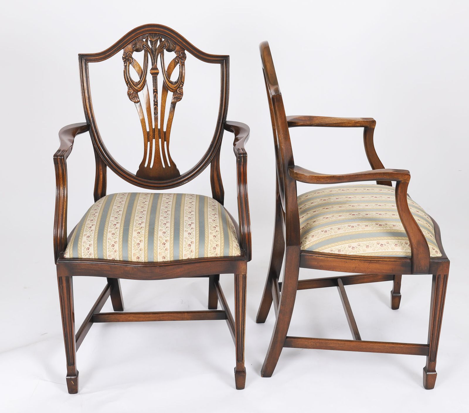 Vintage Set 12 English Harrods Shield Back Dining Chairs Mid 20th Century photo furniture