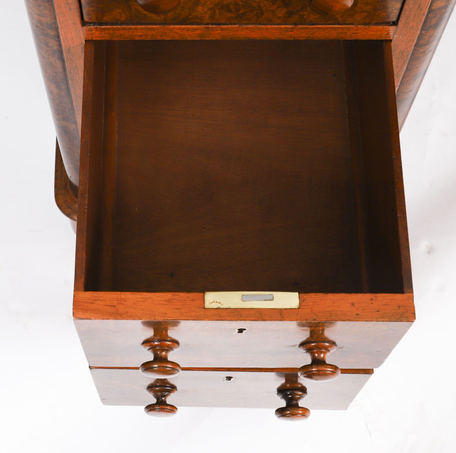 photo for sale Victorian Crossbanded & Inlaid Flame Mahogany Pedestal Desk  19th C