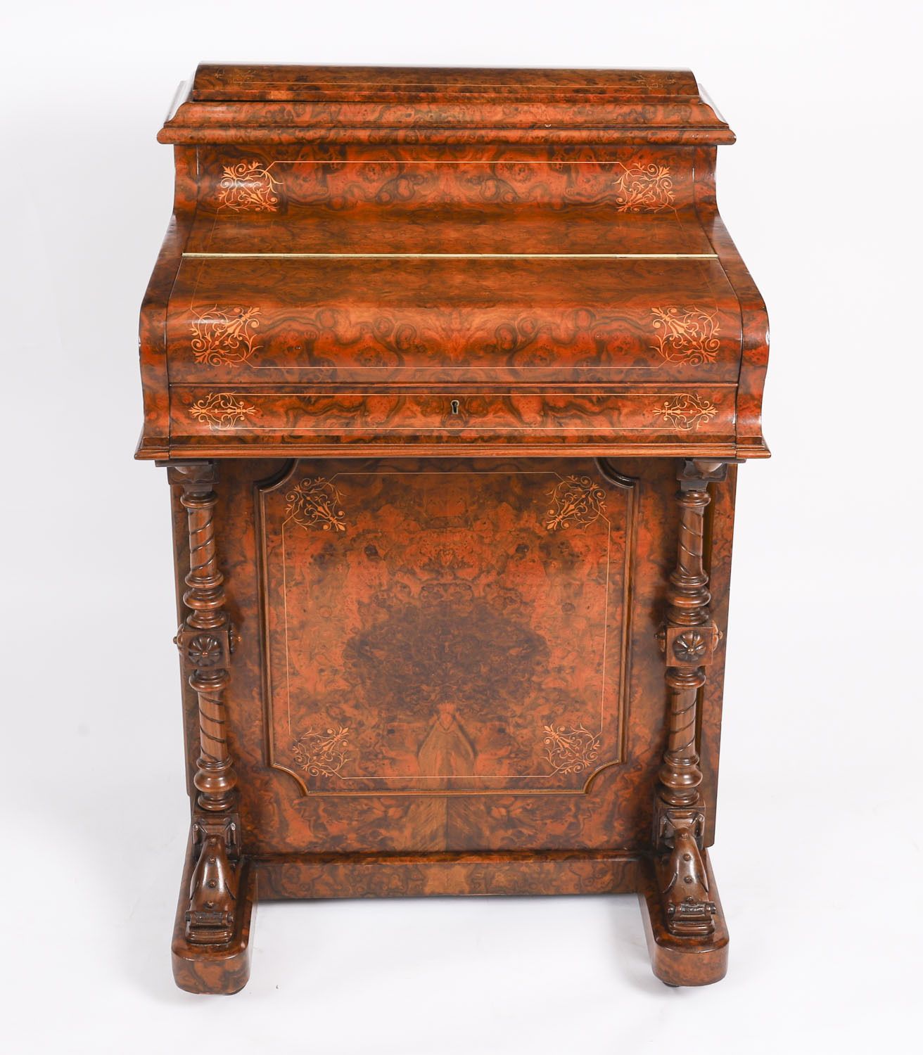 Victorian Burr Walnut  & Inlaid Pop Up Davenport Desk  19th C photo furniture