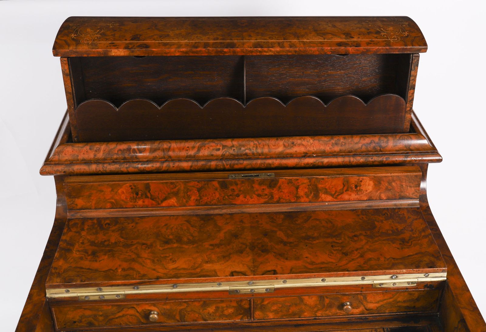 Victorian Burr Walnut  & Inlaid Pop Up Davenport Desk  19th C photo 3200.0