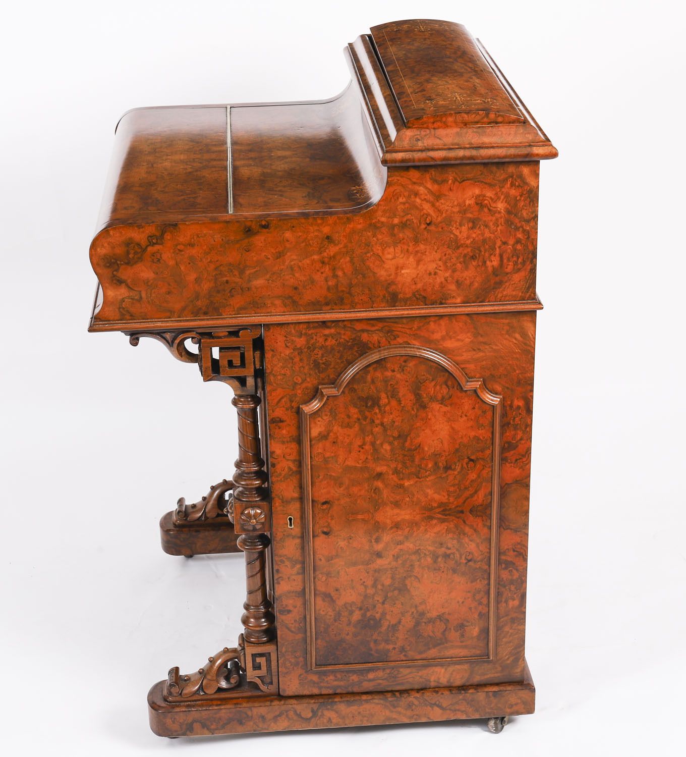 photo vinterior Victorian Burr Walnut  & Inlaid Pop Up Davenport Desk  19th C