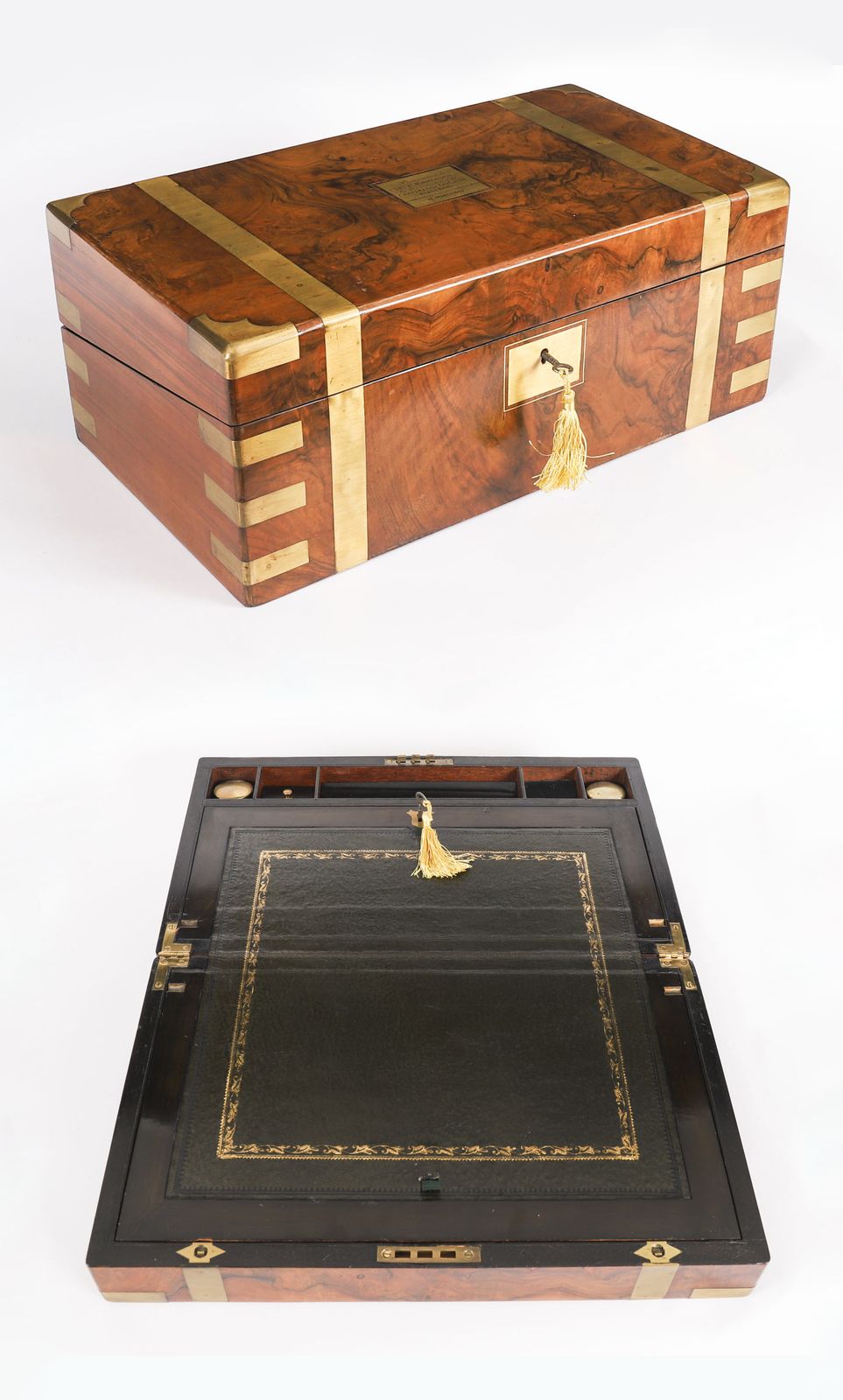 George III Campaign Writing Slope Brass Mounts  Circa 1820 19th C