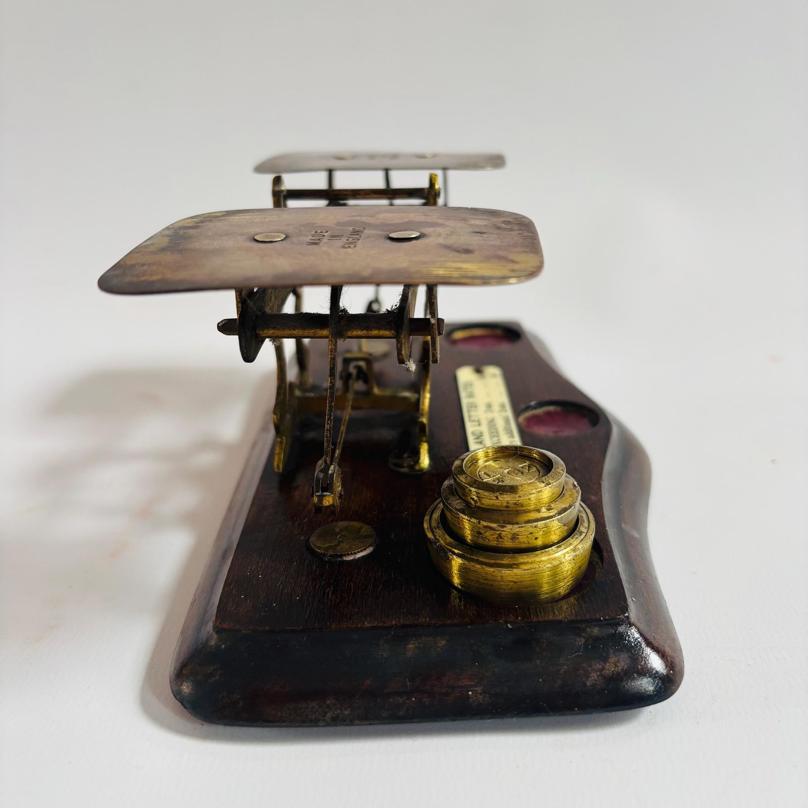 Antique Brass Postal Scale: Victorian Desk Decor With Original Weights photo buy