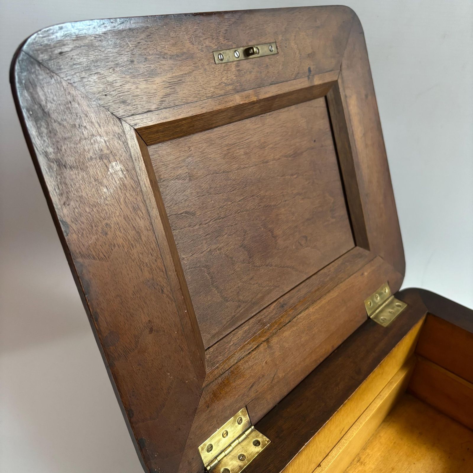 Antique Walnut Jewelry Box: Hand Carved French Keepsake, Fruitwood Tray Organiser photo buy
