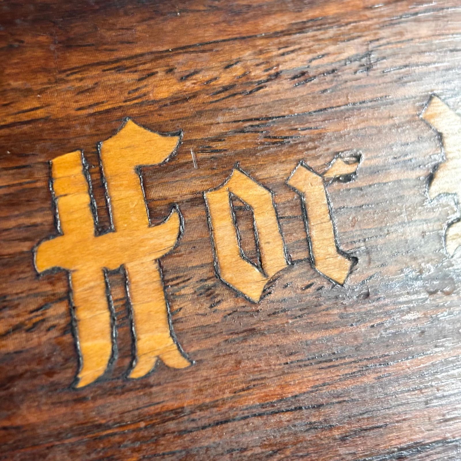 photo for sale Antique English Marquetry Wall Letter Rack – “For Post” Late Victorian / Edwardian | C.1890–1910