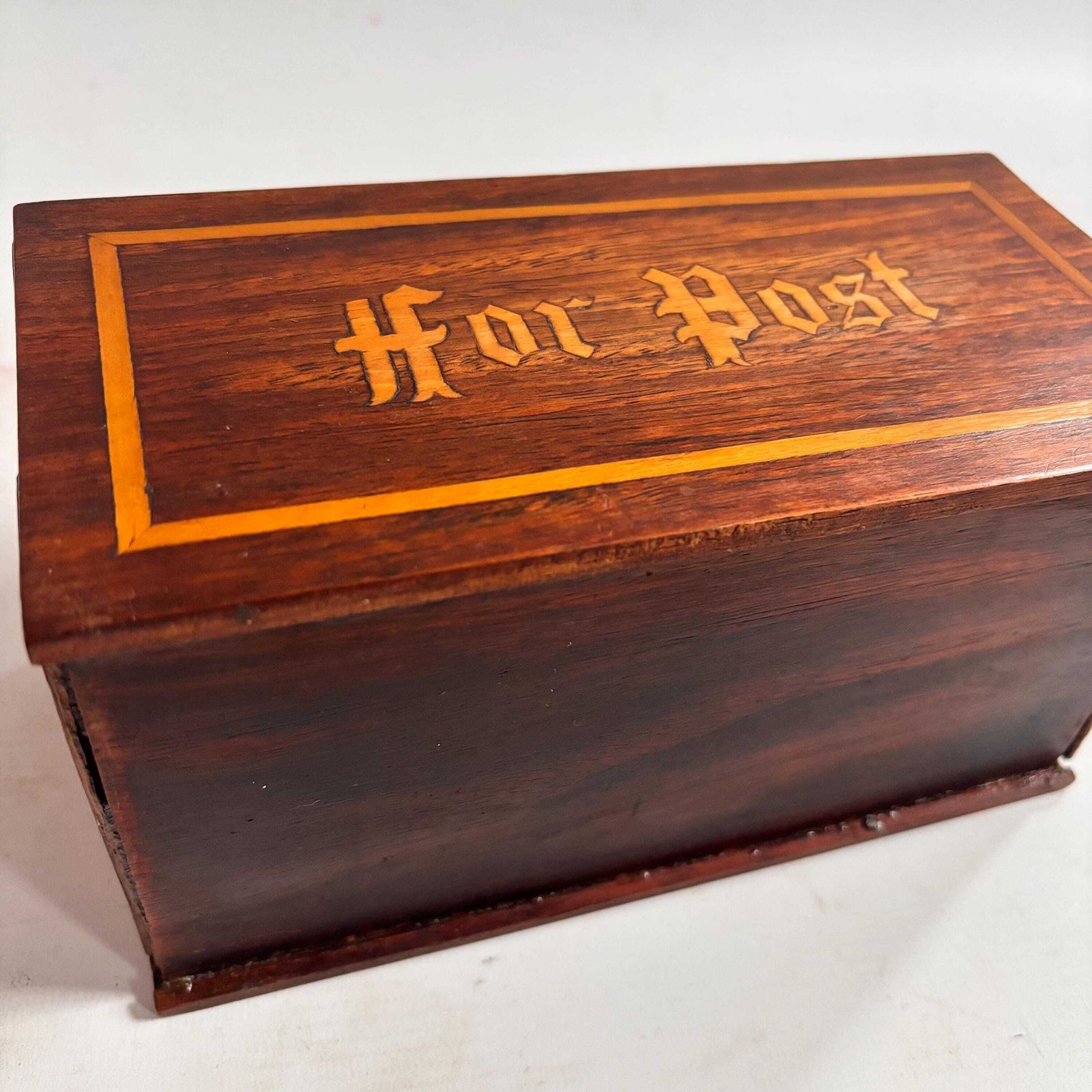 photo buy Antique English Marquetry Wall Letter Rack – “For Post” Late Victorian / Edwardian | C.1890–1910