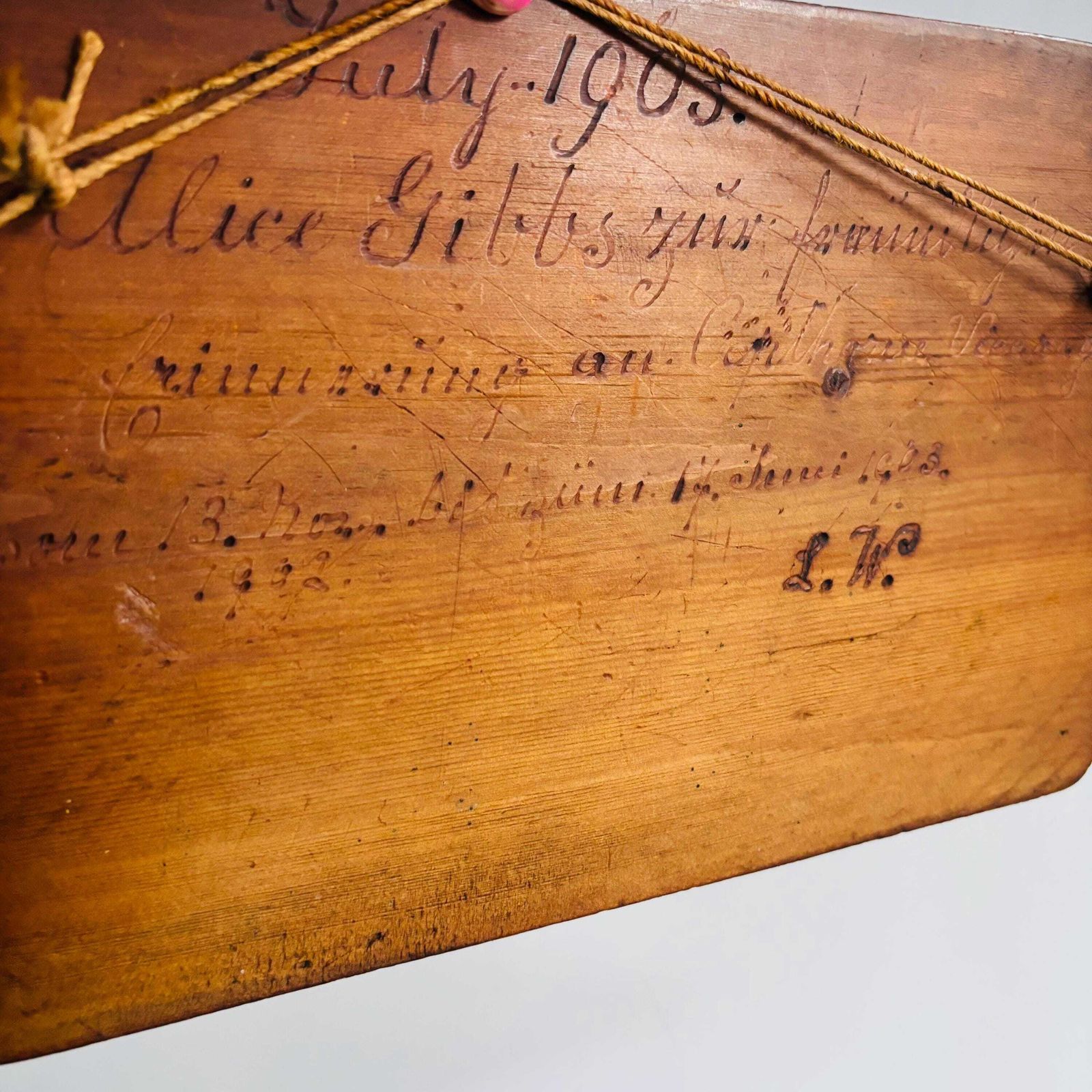 photo furniture Rare Antique 1903 Pyrography Wood Art: 'Without Me' Folk Picture