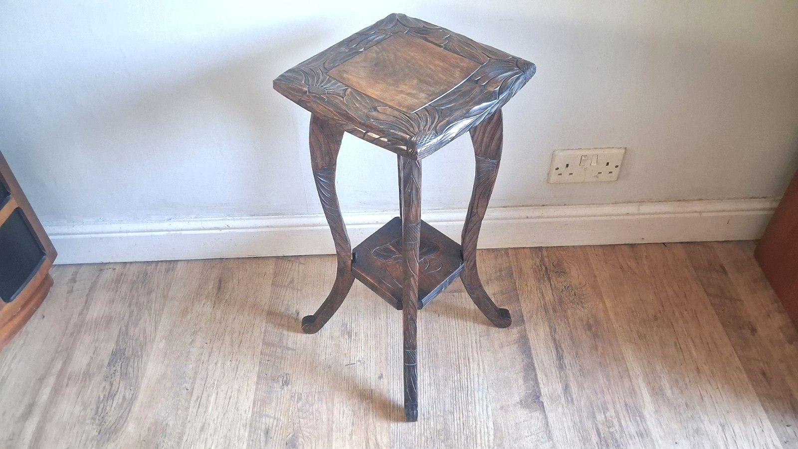 Antique Liberty & Co (Stamped) Japanese Fruit Wood Carved Side/Hall/Lamp  Table