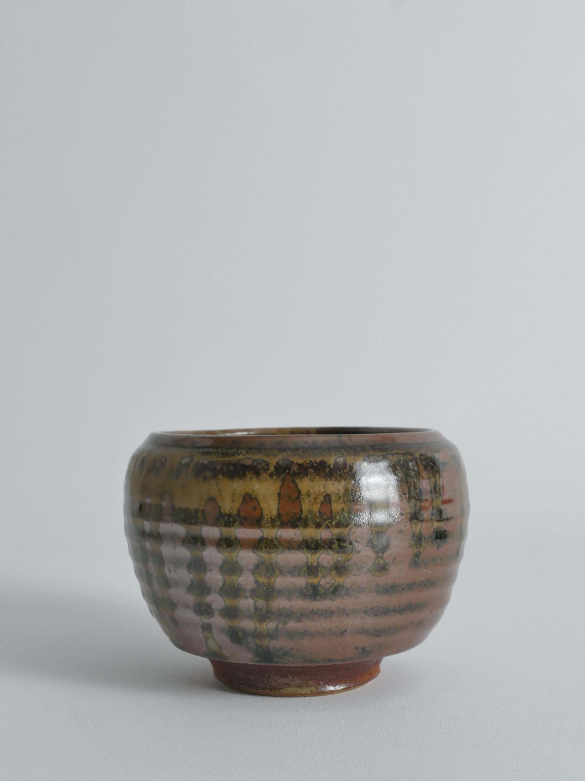 Midcentury Modern Stoneware Bowl Dripping Motif In The Style Of Margaret Rey photo for sale