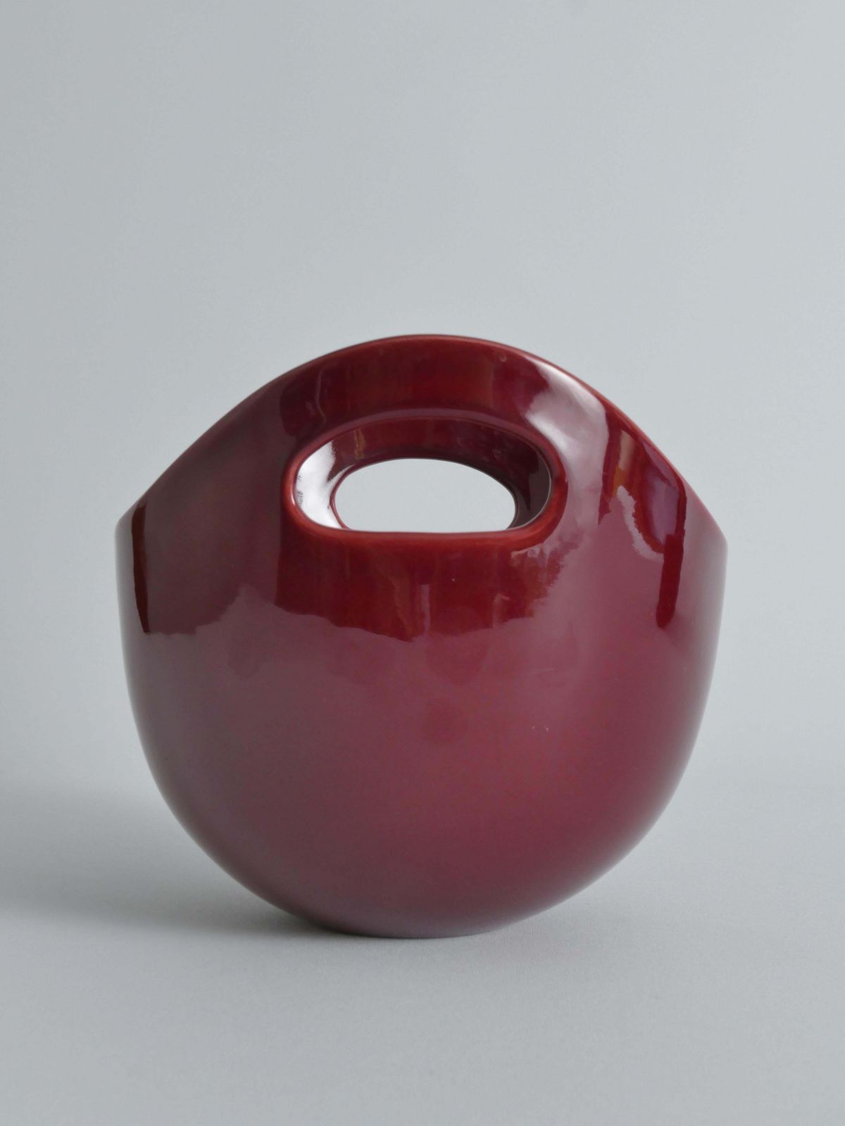 Scandinavian Modern Merlot Red Stoneware Bowl By Syco, Sweden, 1950s photo vinterior