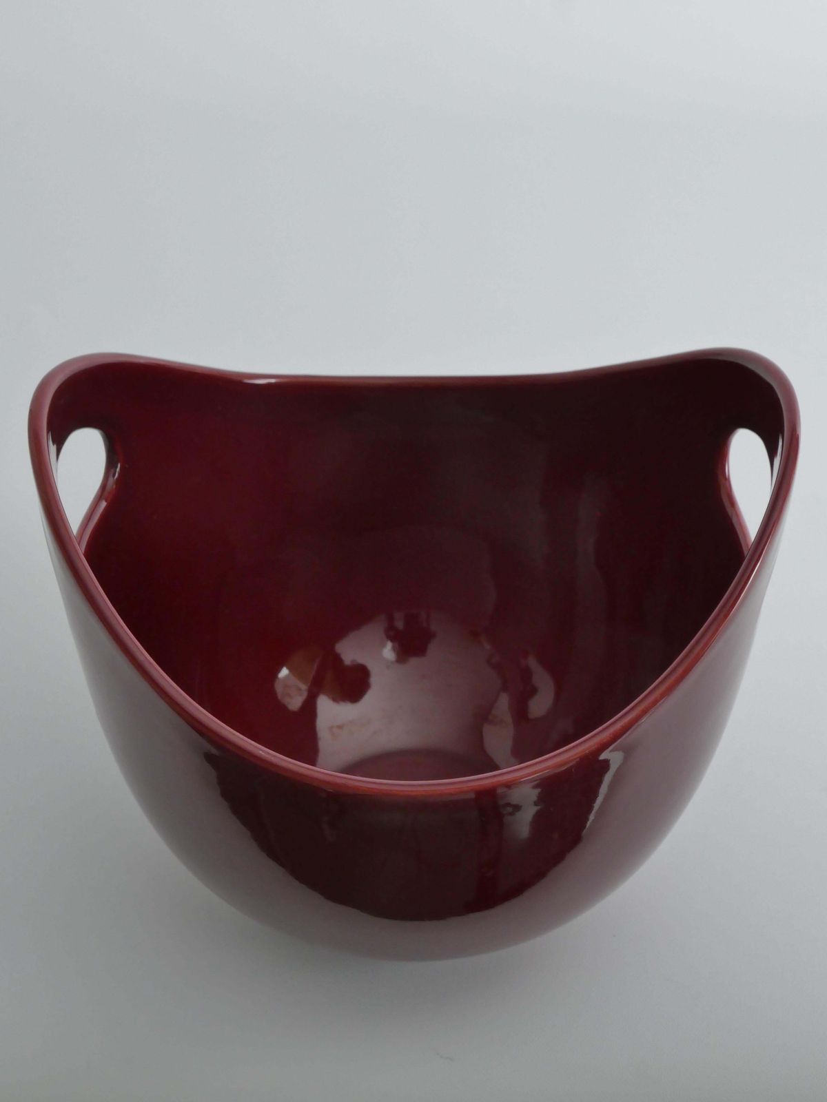 178.0 Scandinavian Modern Merlot Red Stoneware Bowl By Syco, Sweden, 1950s photo