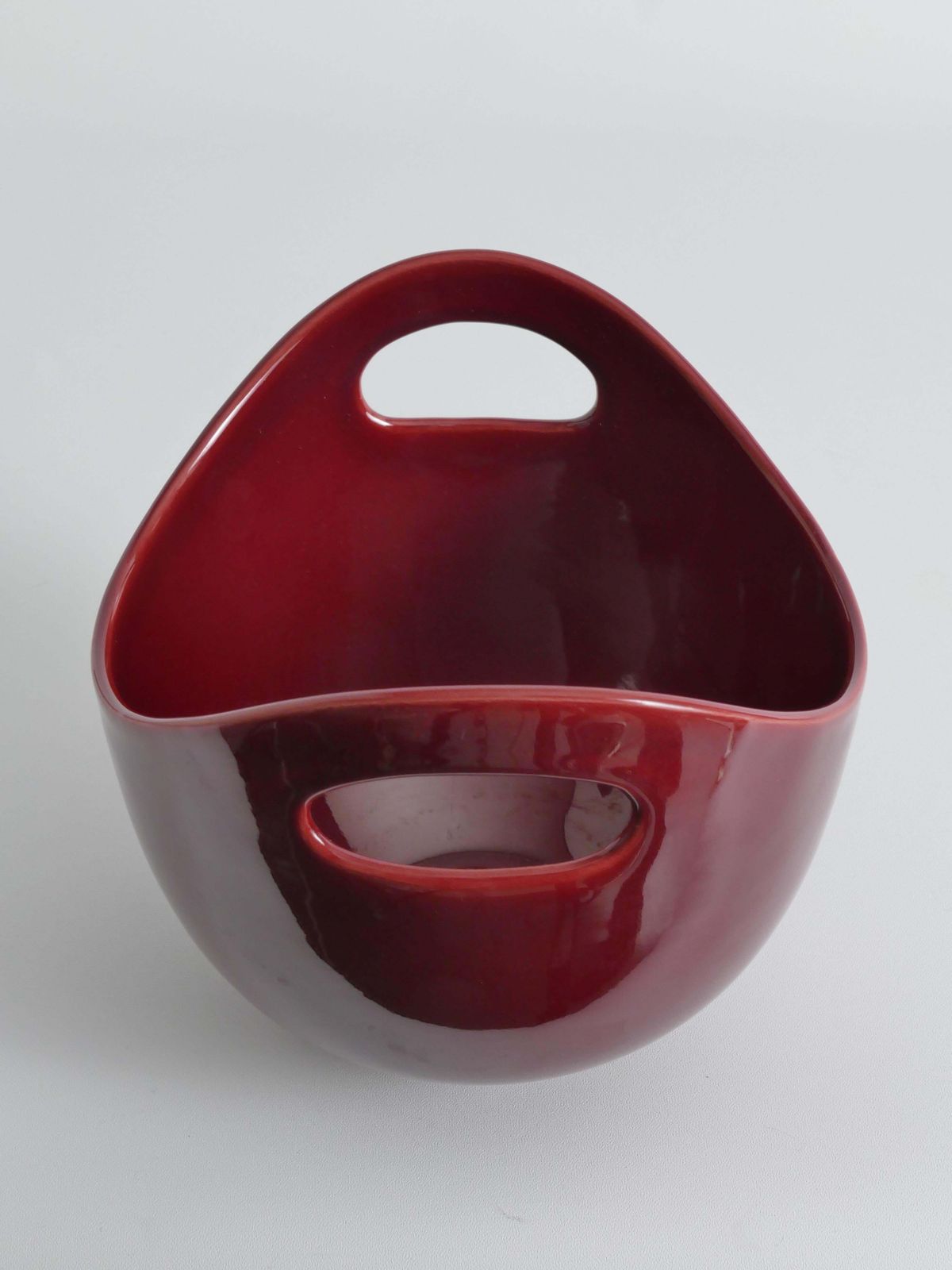 photo buy Scandinavian Modern Merlot Red Stoneware Bowl By Syco, Sweden, 1950s