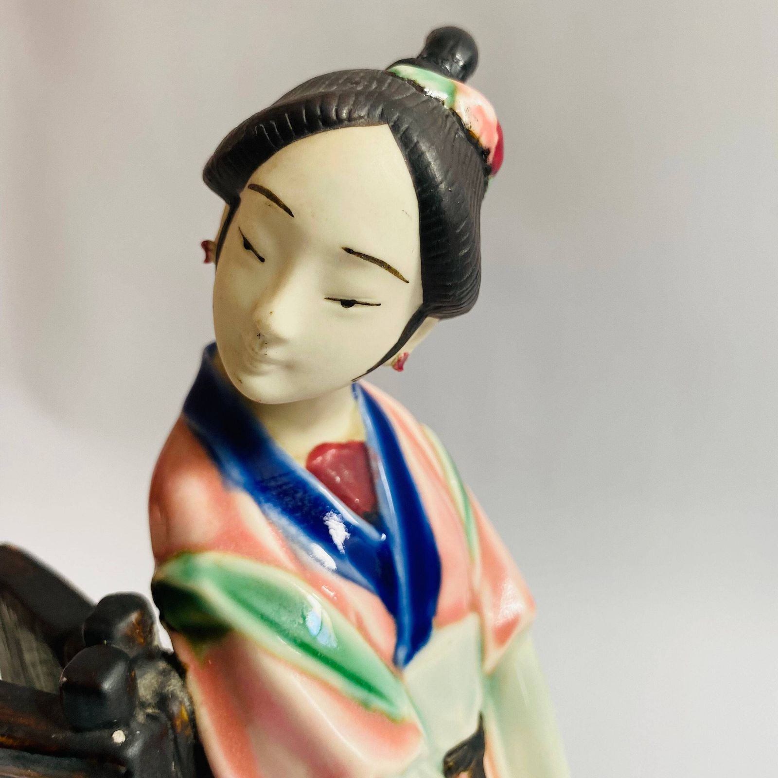 photo furniture Rare Shiwan Gongzai Figurines: Mid Century Chinese Ceramic Pair/Hairline Repair