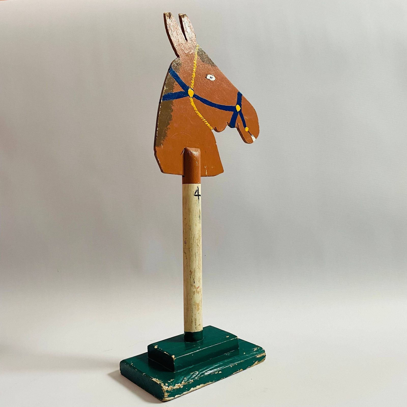 Vintage Handmade Wooden Fairground Horse: Rustic Folk Art Decor photo furniture