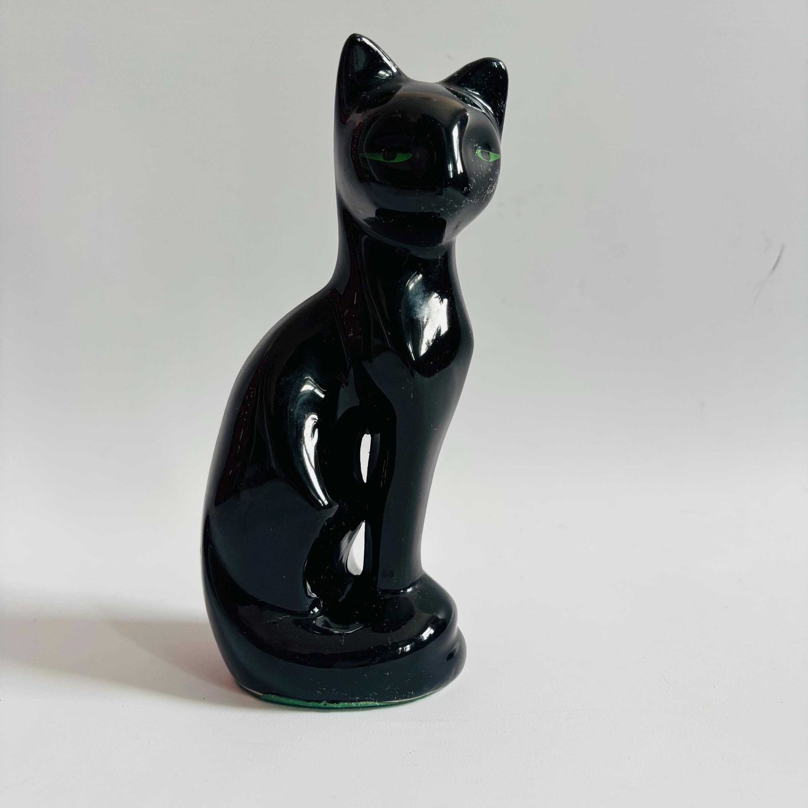 Mid Century Taiwanese Black Cat Figurine: 1960s Ceramic Artmark Decor photo buy