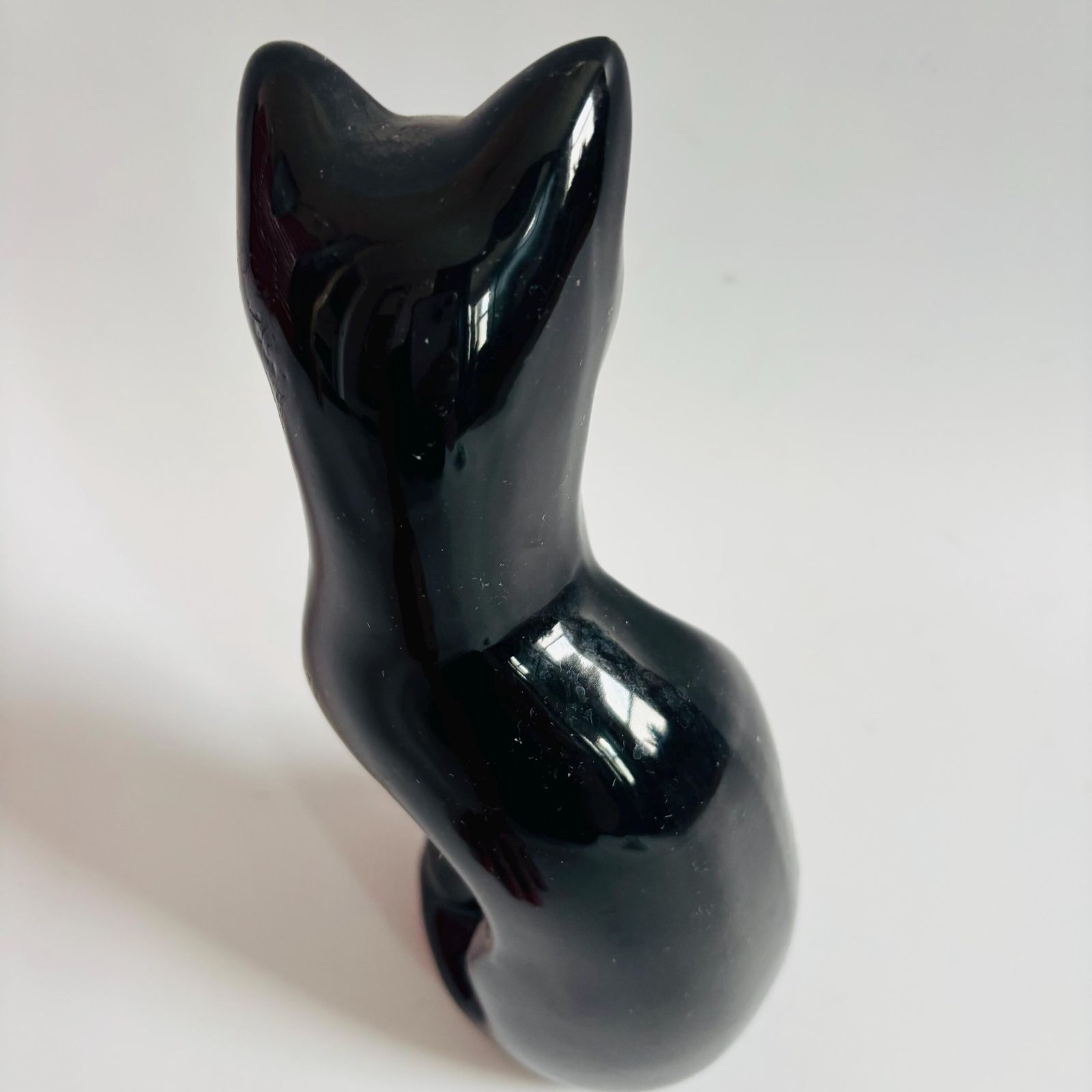 photo for sale Mid Century Taiwanese Black Cat Figurine: 1960s Ceramic Artmark Decor