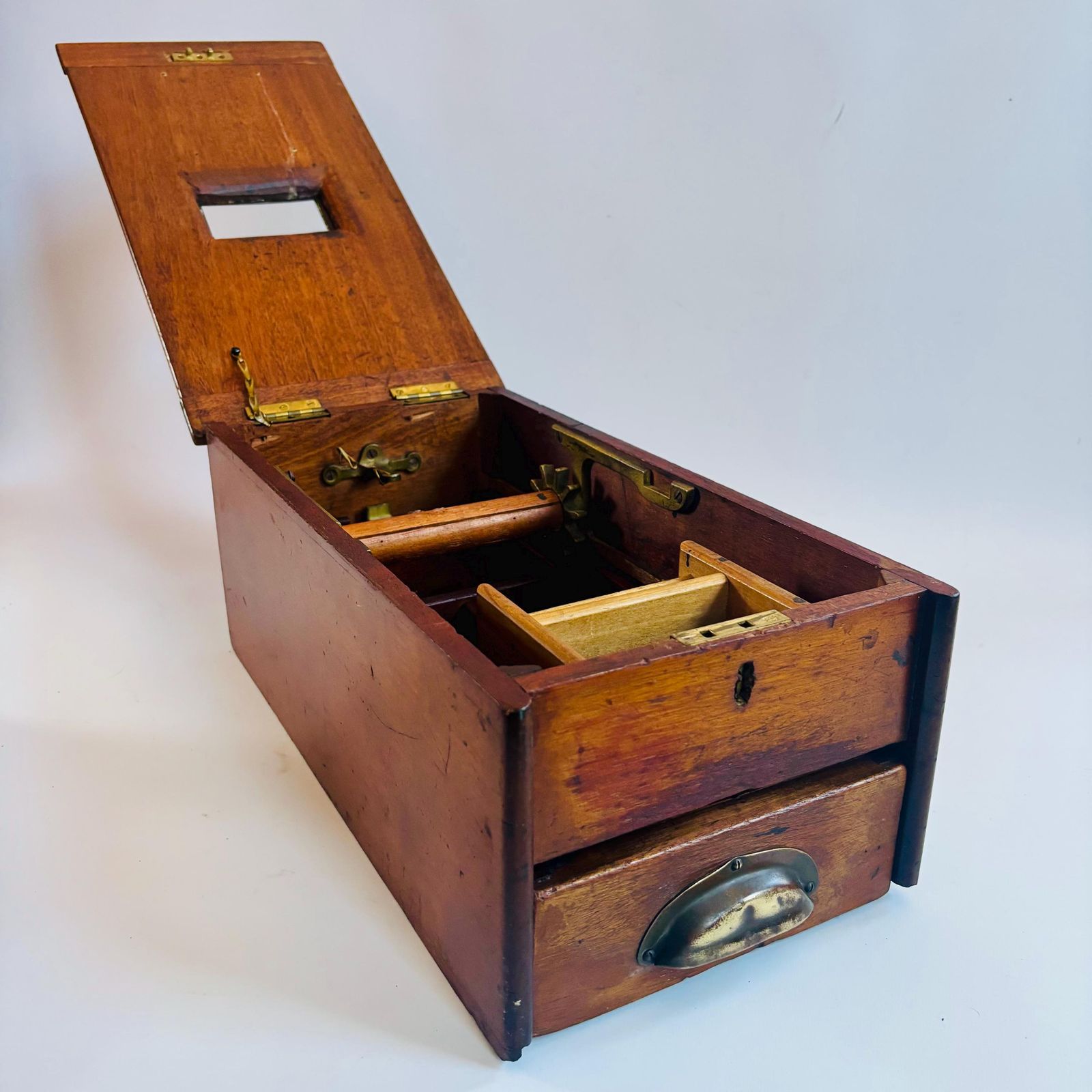 Antique Victorian Willen Cash Drawer: Oak & Brass Shop Display photo furniture