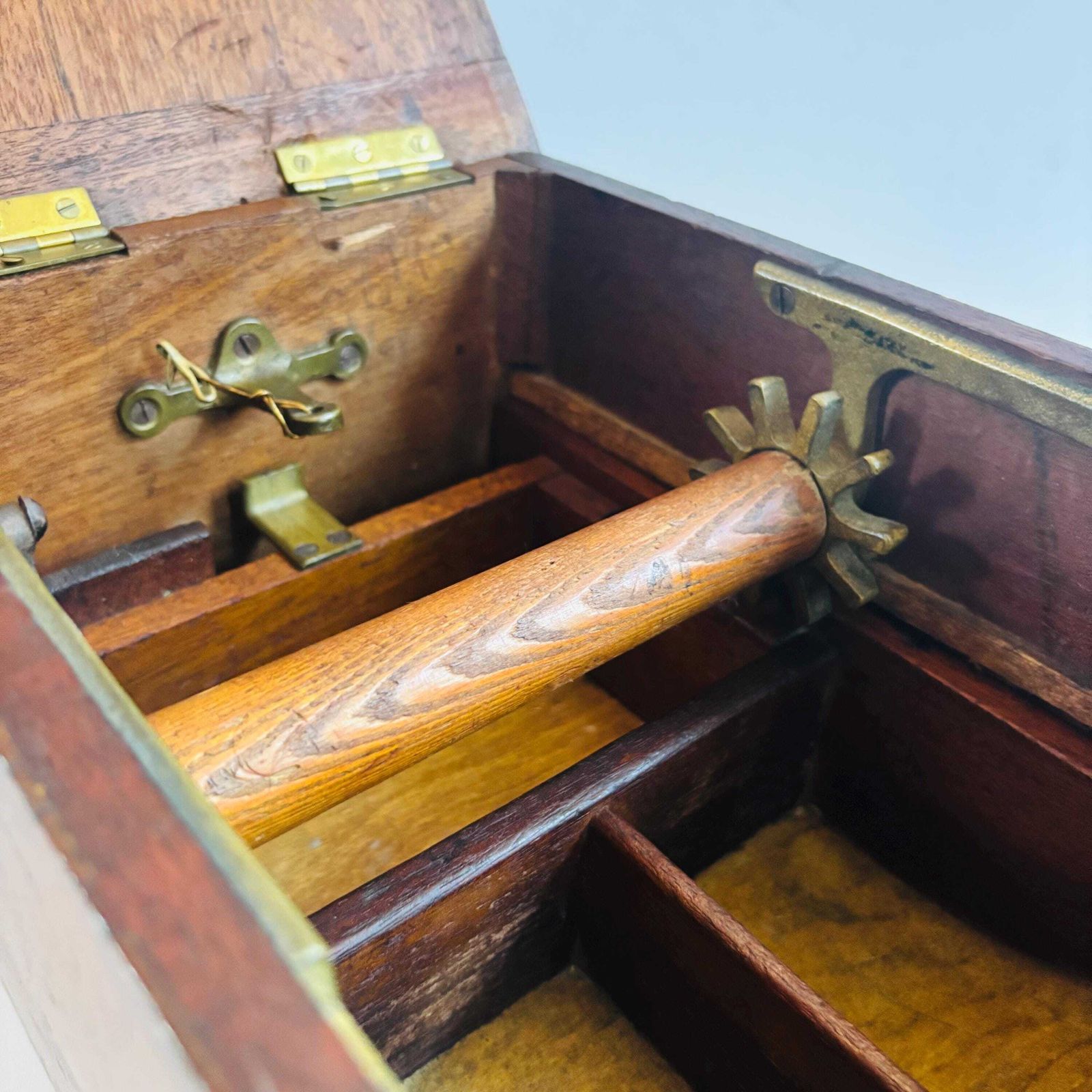 Antique Victorian Willen Cash Drawer: Oak & Brass Shop Display photo Furniture