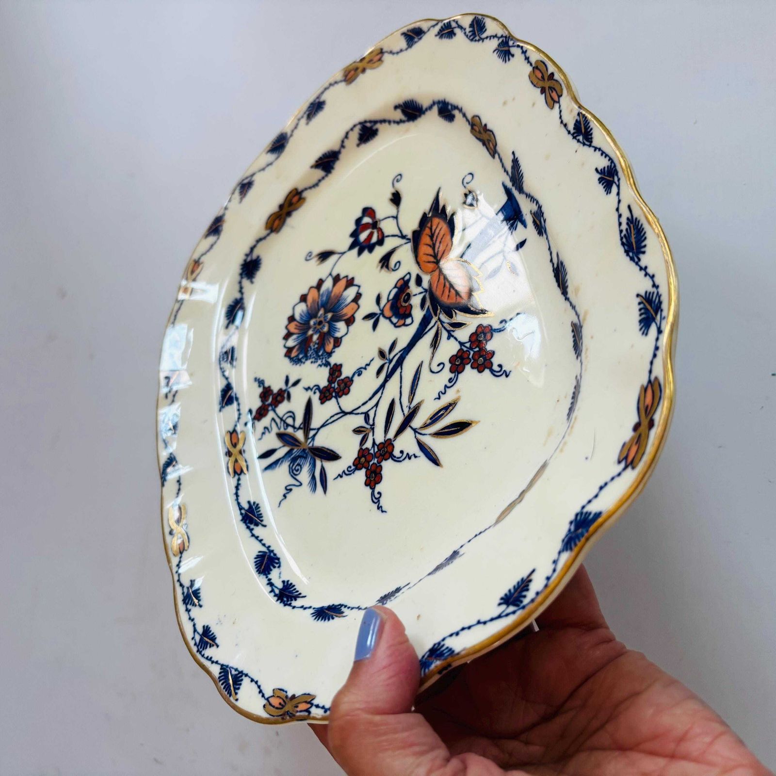 Antique 1880s Hanley China Stoneware Plate: Floral Stafford Knot, Gold Gilt photo buy