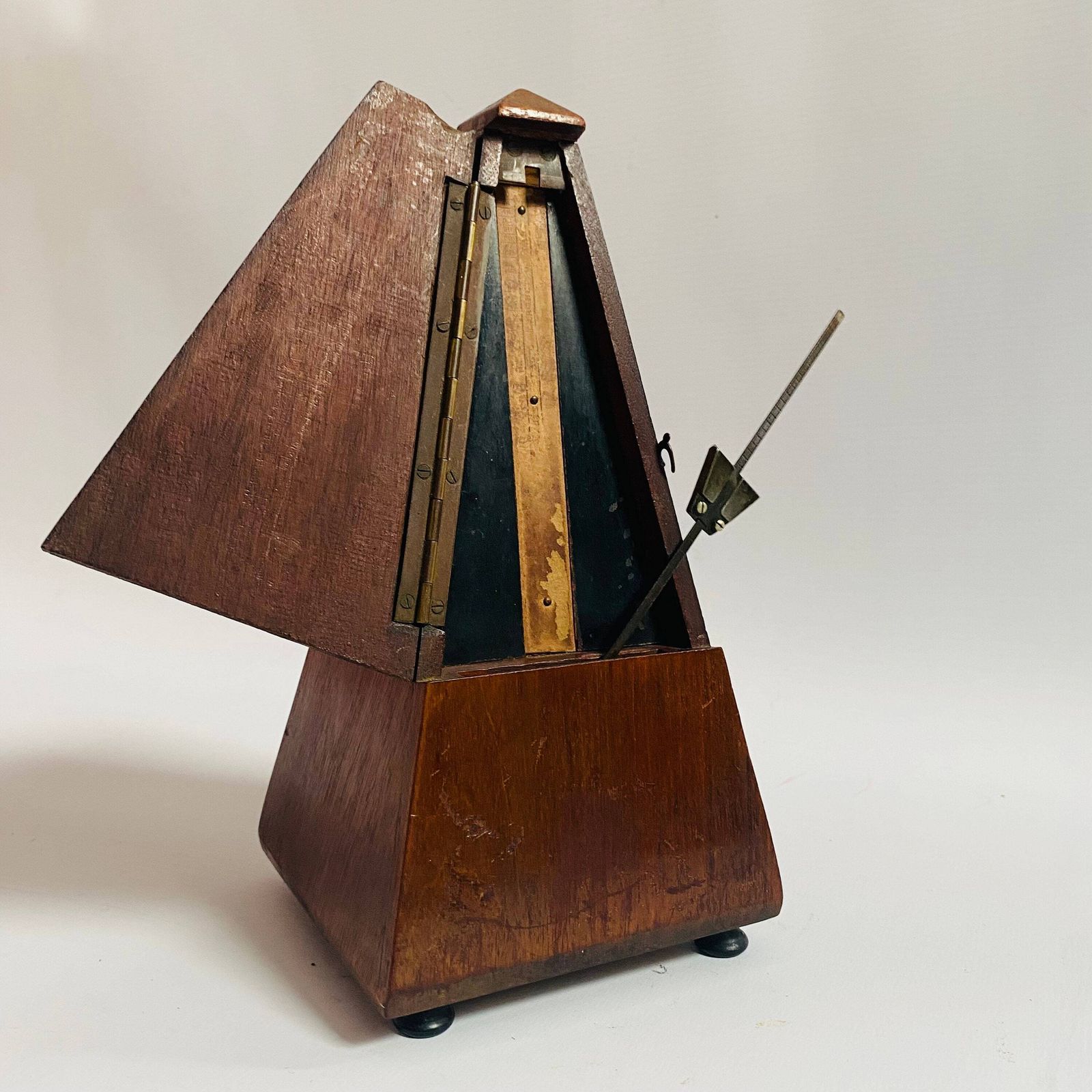 Antique Maelzel Metronome: French Mahogany With Bell (Damaged) Missing Brass Plaque And Base Cover