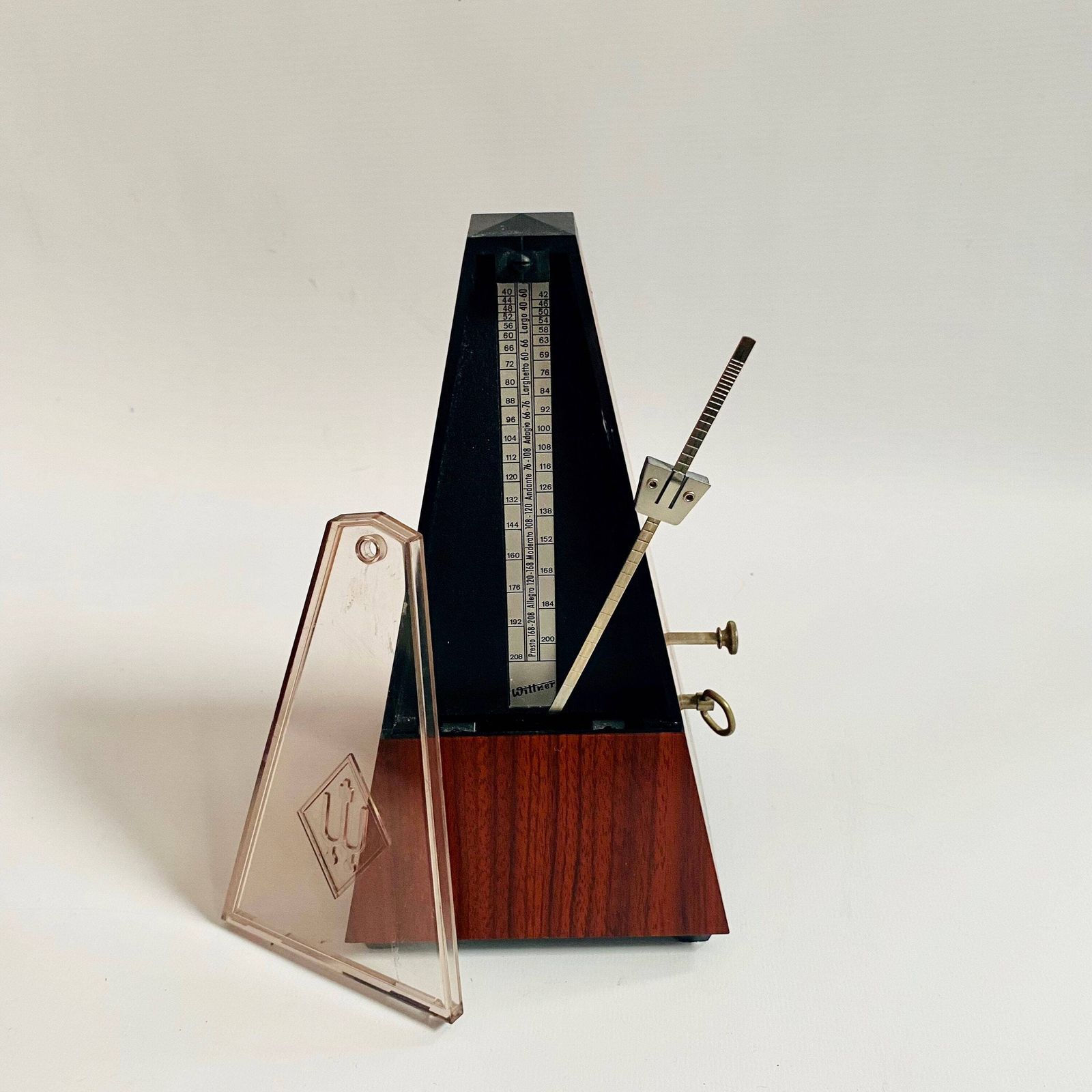 Musical Aid 1960s Wittner Metronome With Bell: Walnut Veneer, German Made