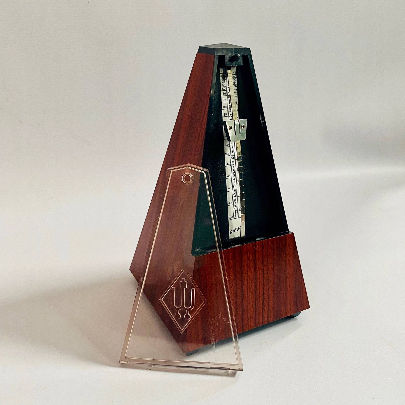 Musical Aid 1960s Wittner Metronome With Bell: Walnut Veneer, German Made photo vinterior