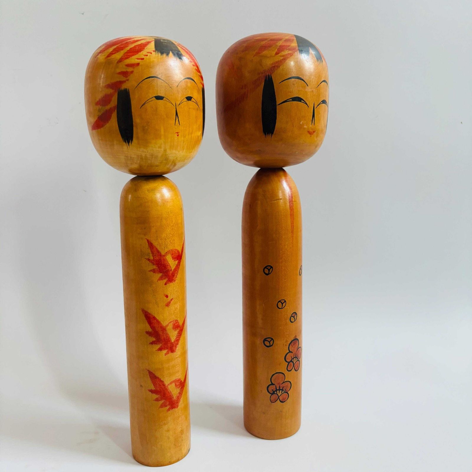 1950s Large Kokeshi Doll Pair: Signed Japanese Folk Art. photo Home Decor