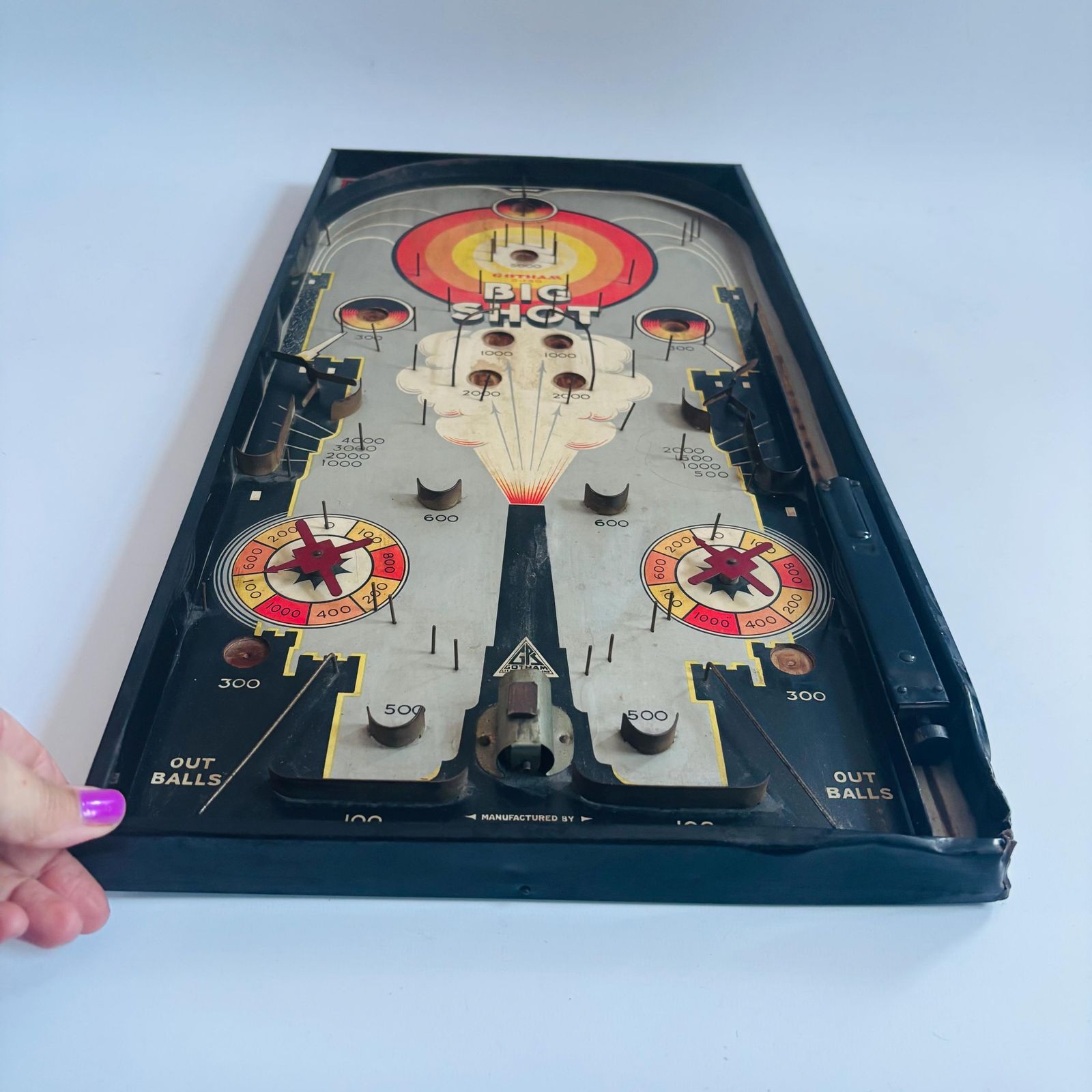 Vintage 1950s Gotham Big Shot Bagatelle Game – Collectible Pinball Toy. photo vinterior