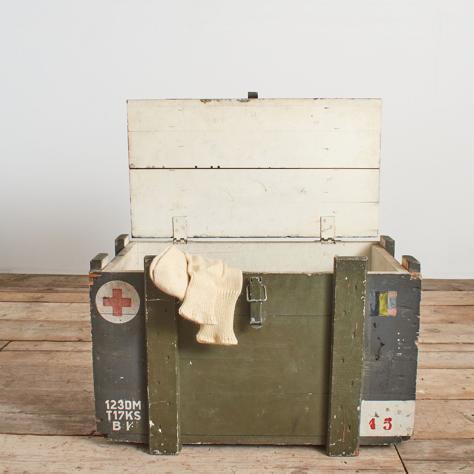Ww2 Belgium Wooden Military Medical Storage Chest photo furniture