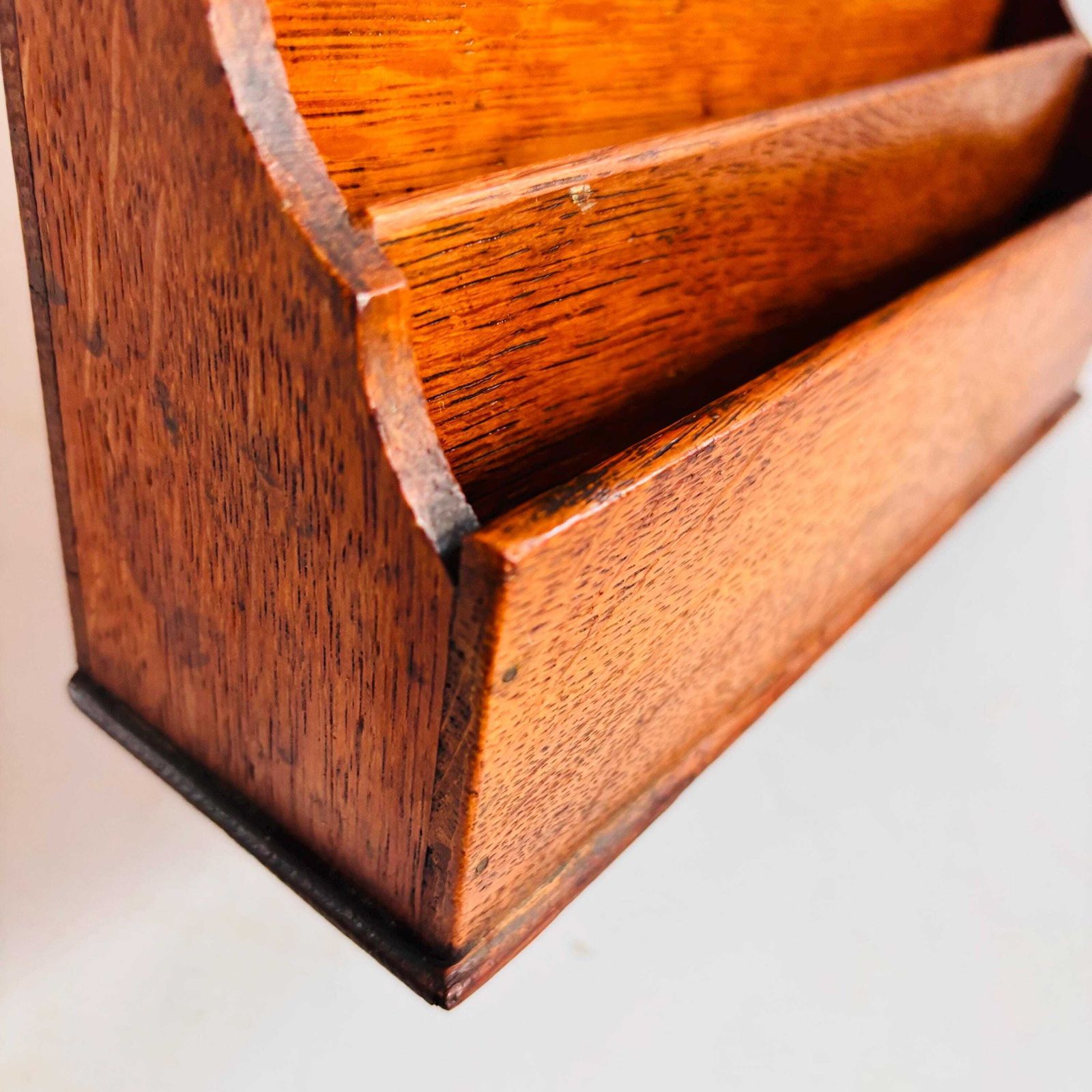 photo for sale Antique Oak Letter Rack | Small Edwardian Desk Organiser | Solid Oak Mail Holder