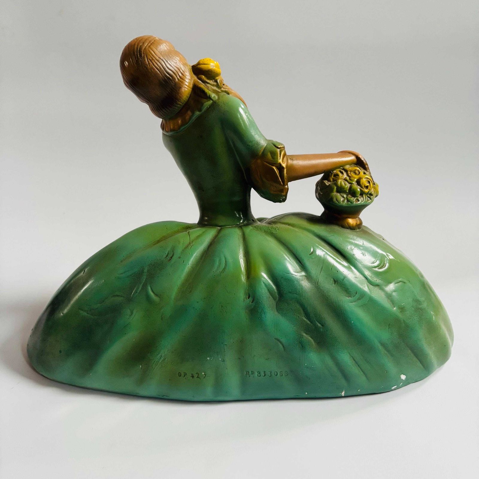 photo furniture Vintage 1939 Chalkware Lady Figurine: Art Deco Victorian Style.