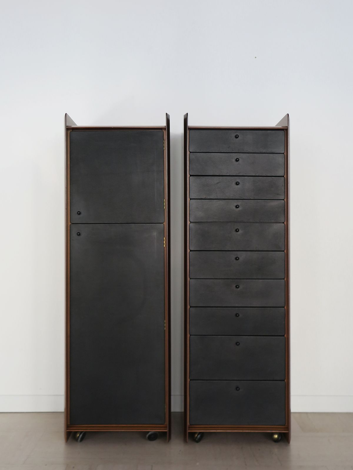 Afra & Tobia Scarpa For Maxalto Wood And Leather Storage "Artona "Serie, Italy 1970s photo for sale