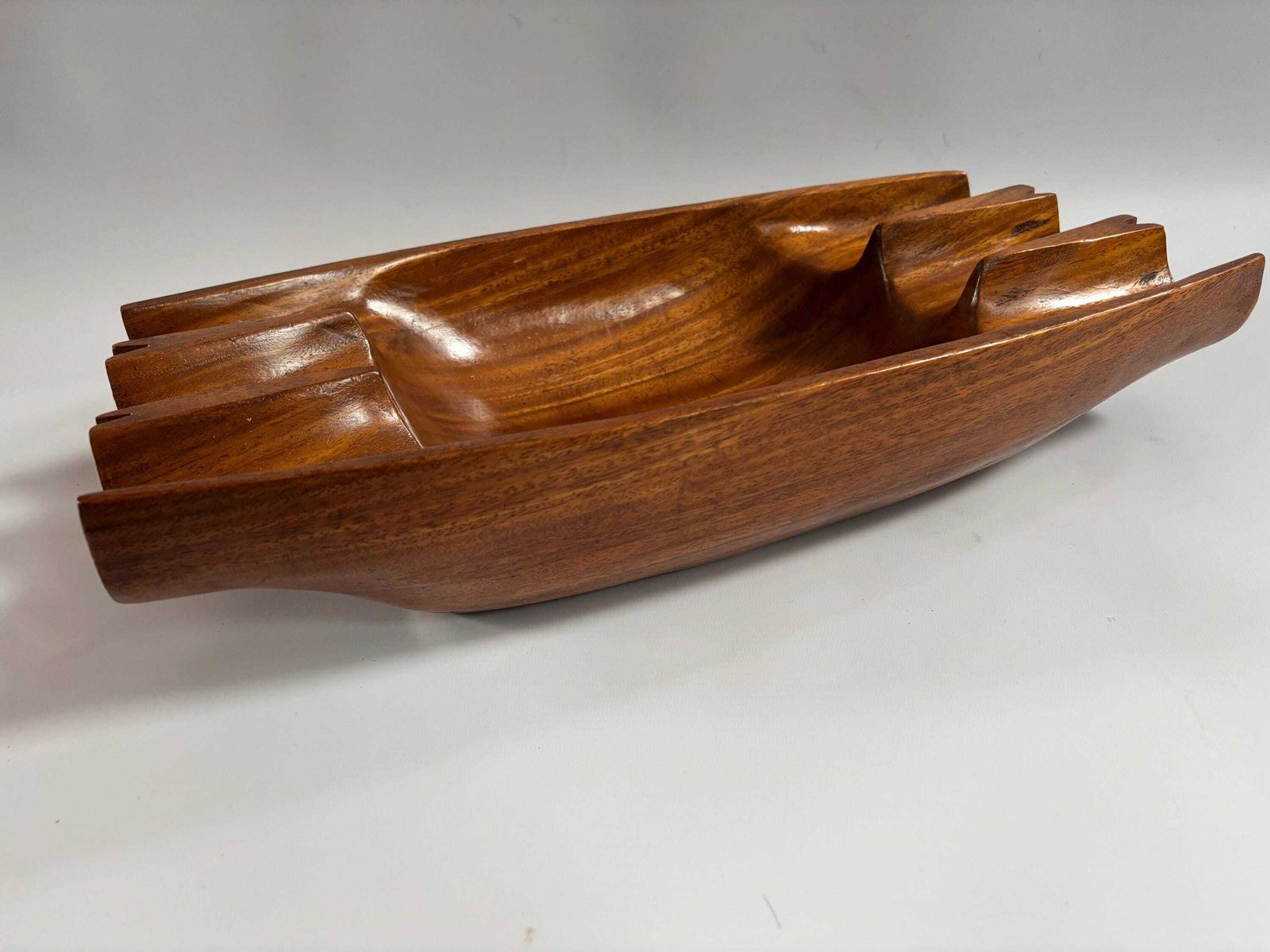 Antique Teak Wood Bowl: Scandinavian Brutalist Centerpiece photo furniture