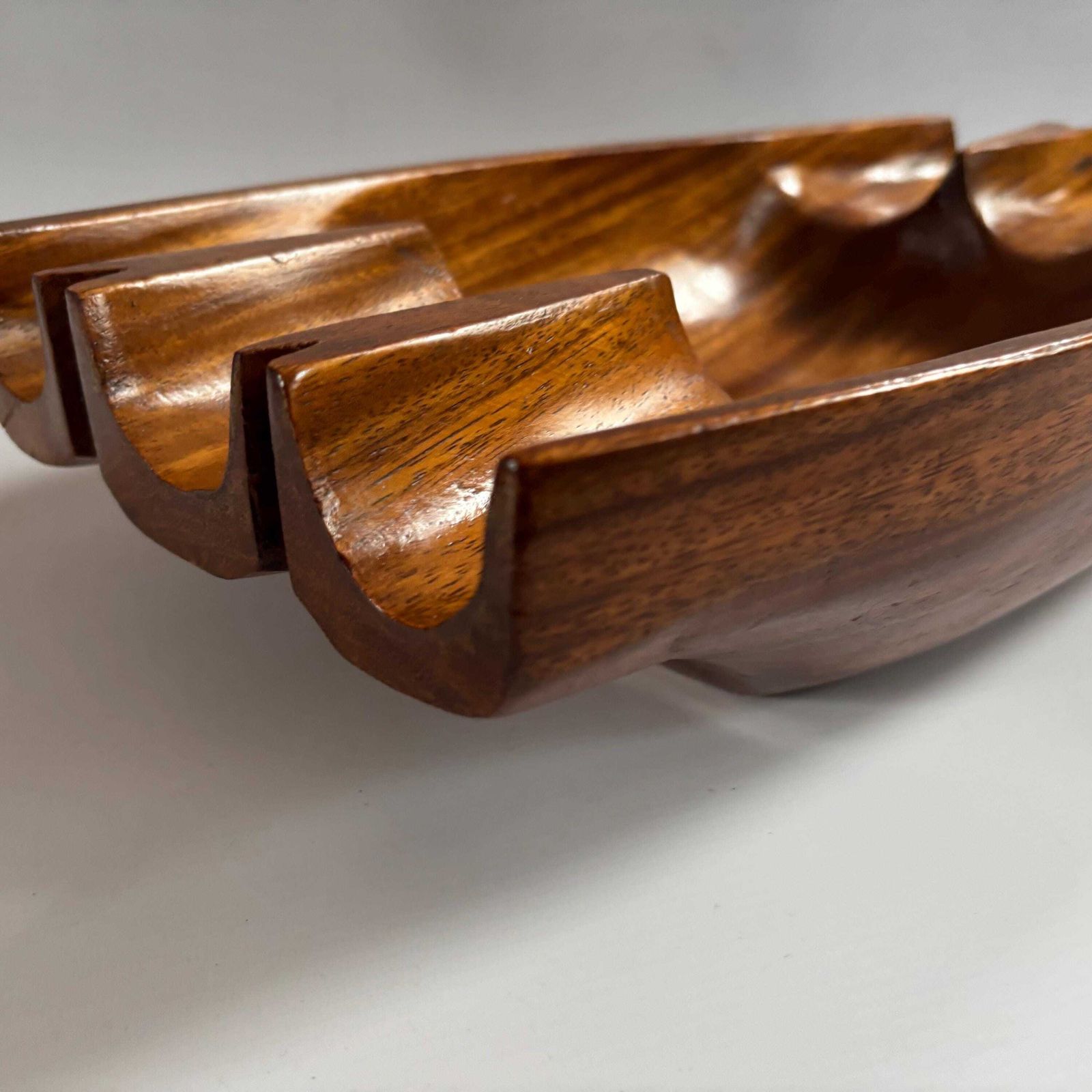 Antique Teak Wood Bowl: Scandinavian Brutalist Centerpiece photo vinterior