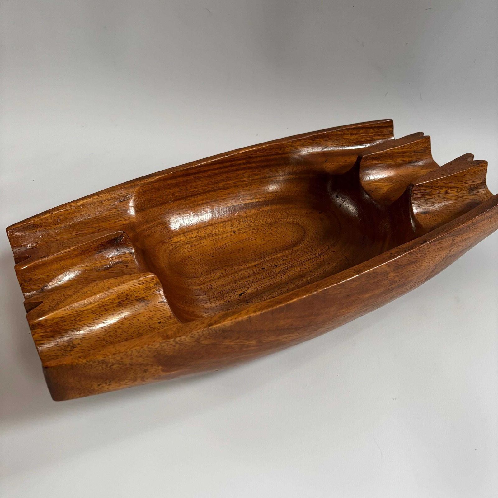 Antique Teak Wood Bowl: Scandinavian Brutalist Centerpiece photo vintage