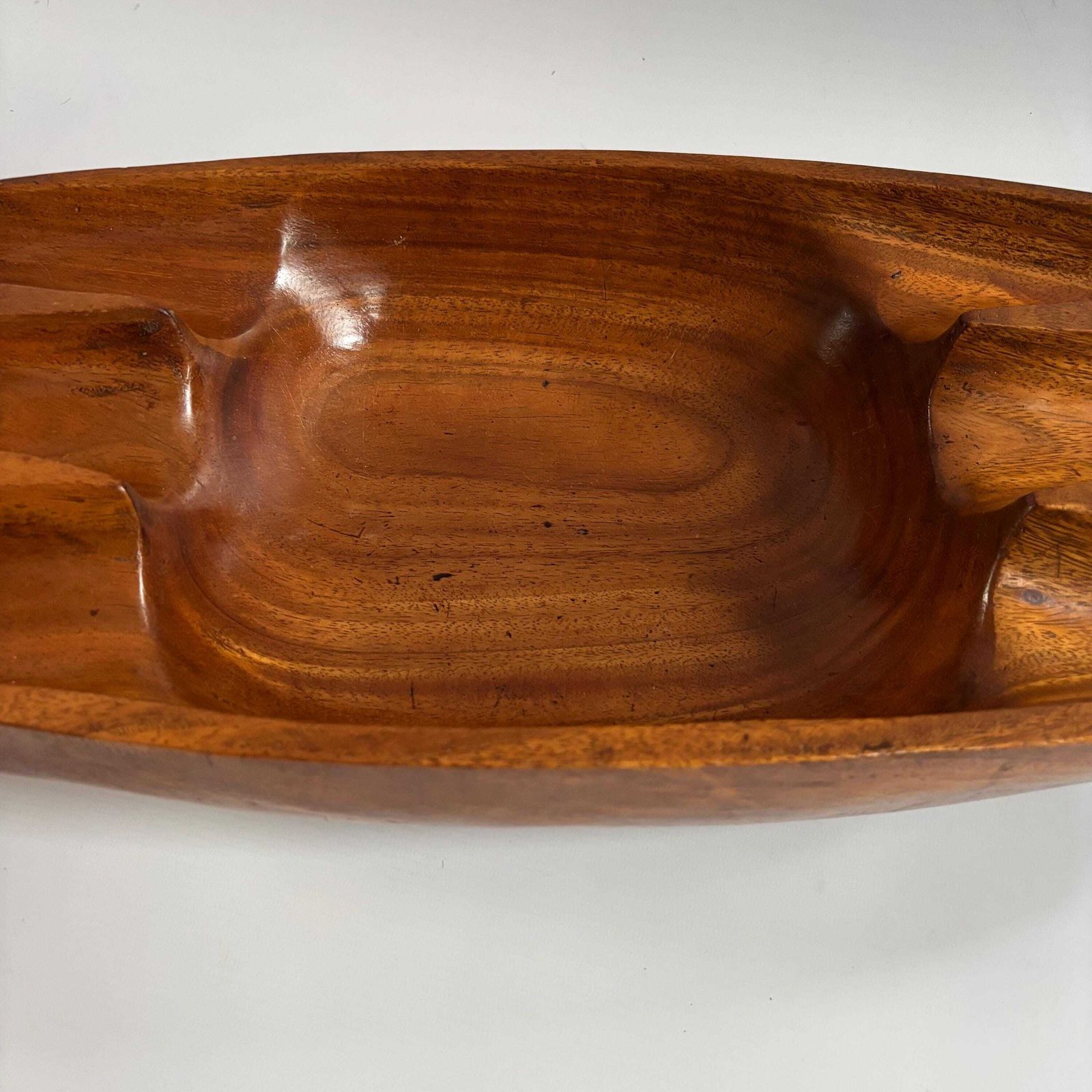 photo furniture Antique Teak Wood Bowl: Scandinavian Brutalist Centerpiece
