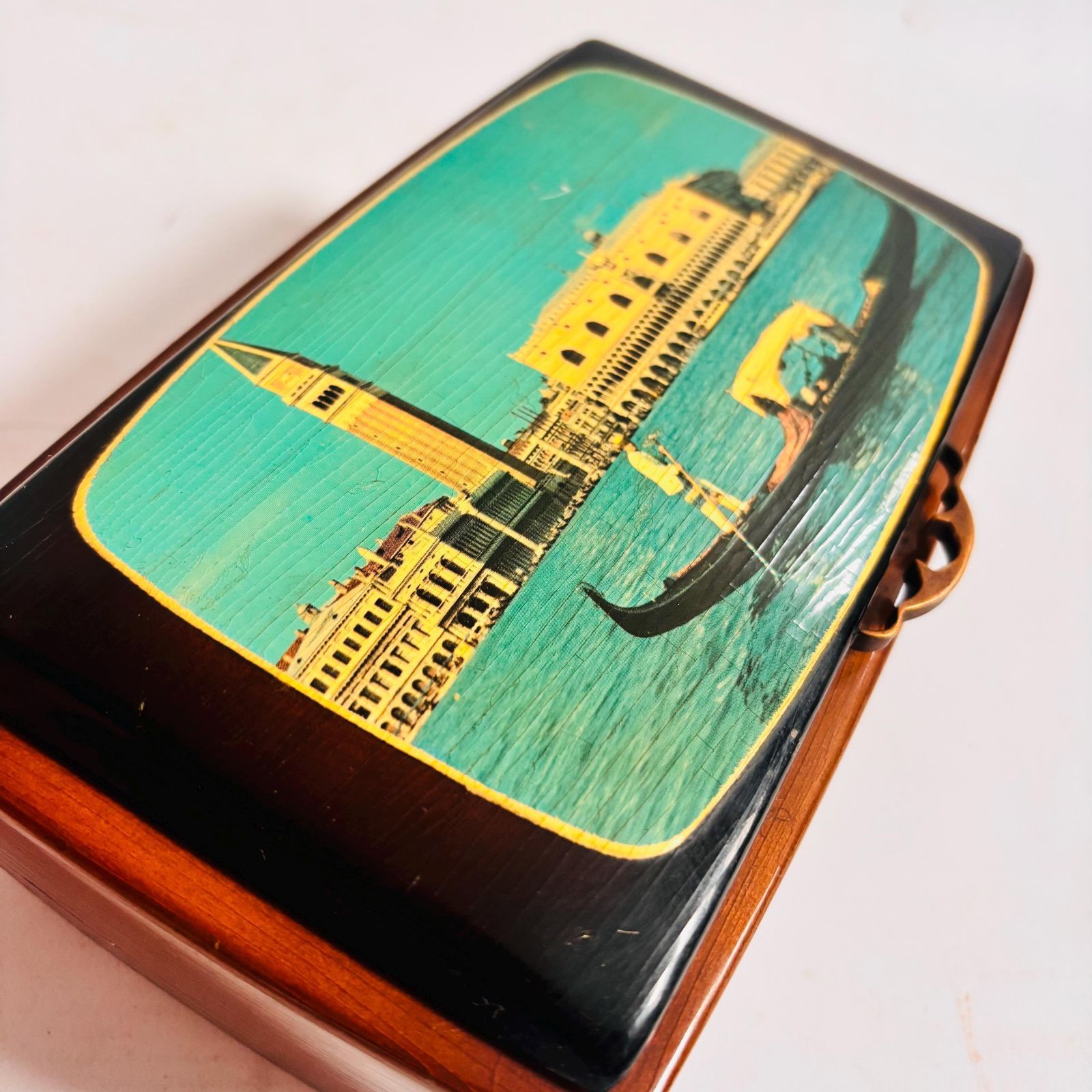 Vintage Reuge Musical Jewelry Box: Ballerina, Venice Scene photo for sale