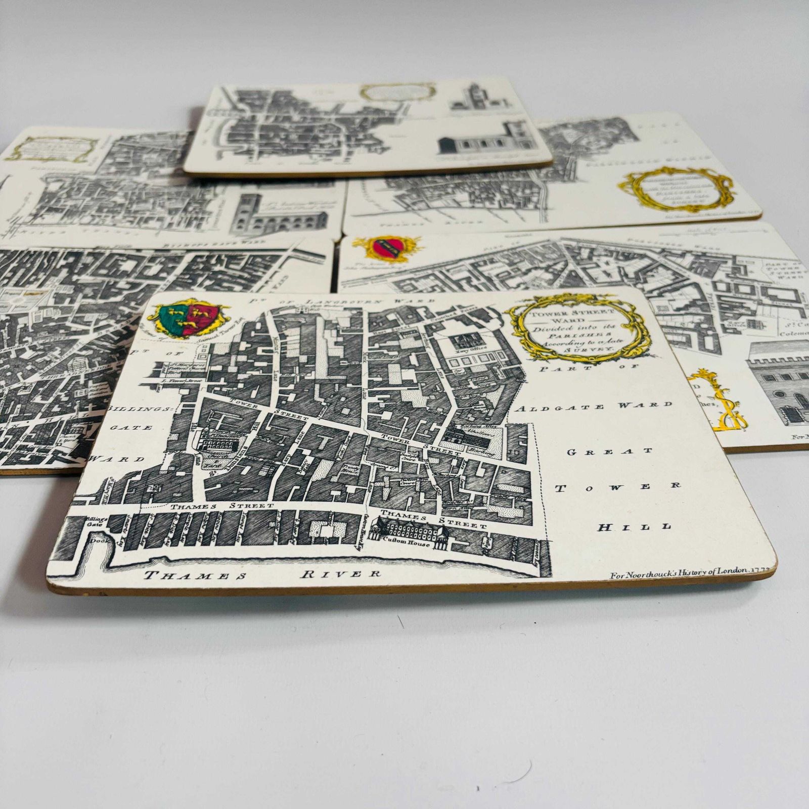 Vintage London Map Placemats: Set Of 6 Retro Adsum Of Exeter Mats. photo furniture