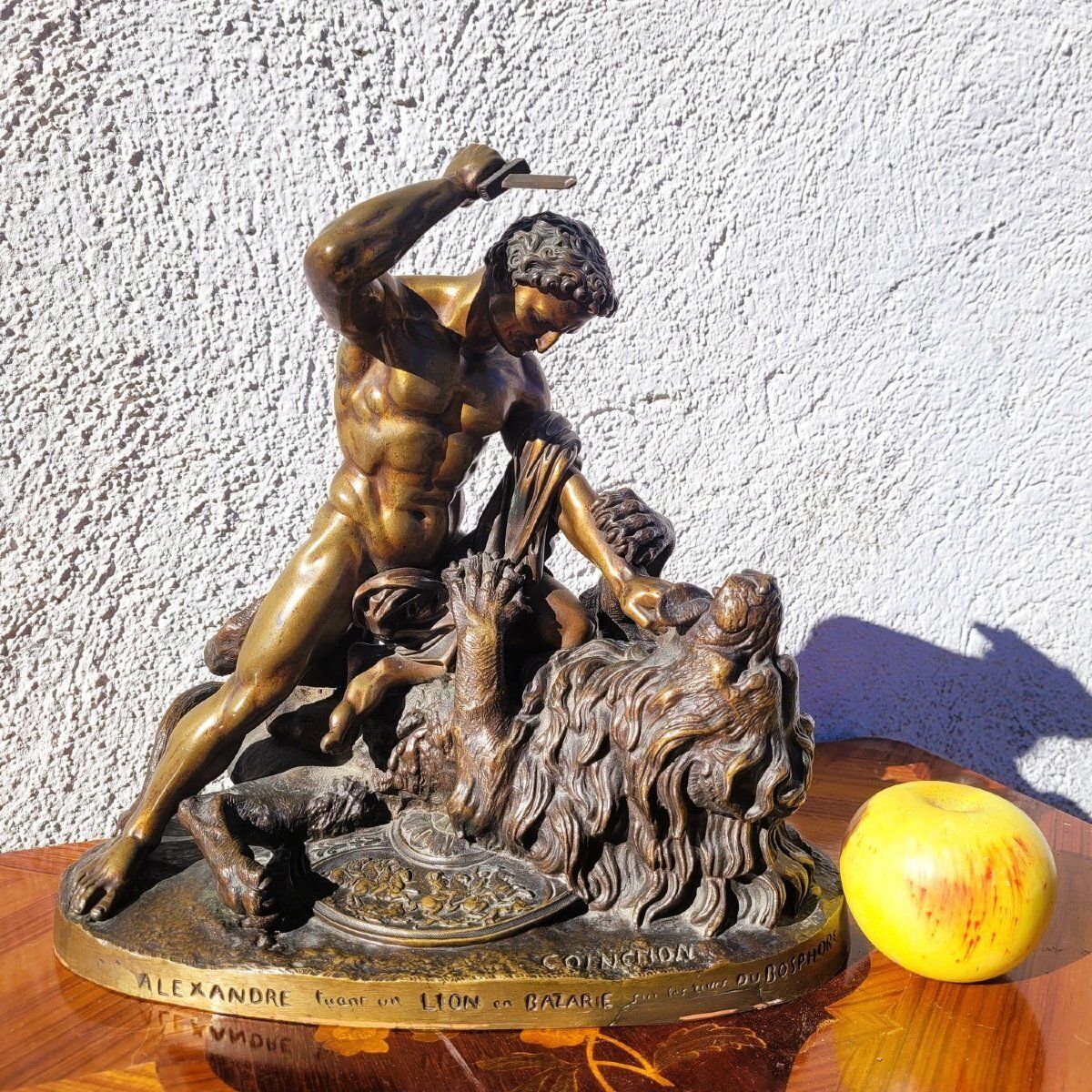 Coinchon, Alexander And The Lion Of Bazaar, Signed Bronze, 19th Century photo furniture