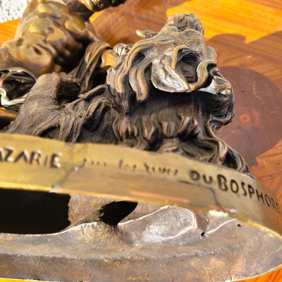 1280.0 Coinchon, Alexander And The Lion Of Bazaar, Signed Bronze, 19th Century photo