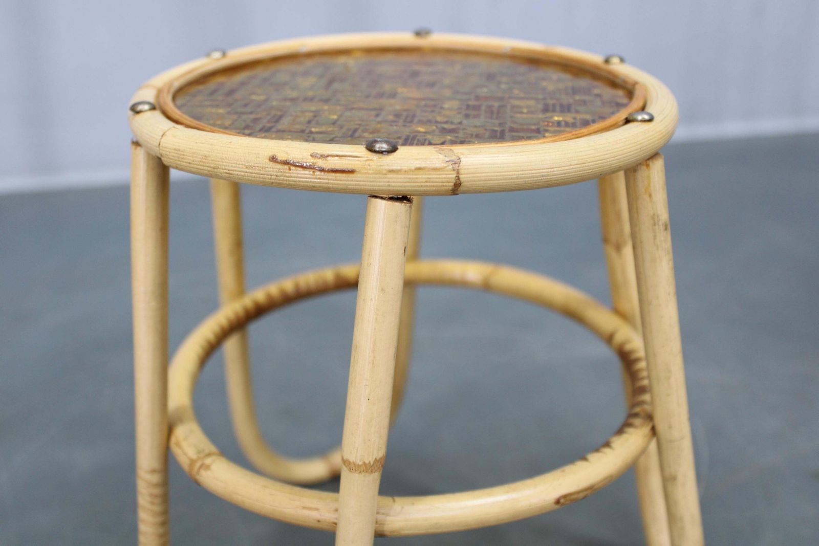 Mid Century European Rattan Accessories Set With Tables And Magazine Racks 1960s photo buy