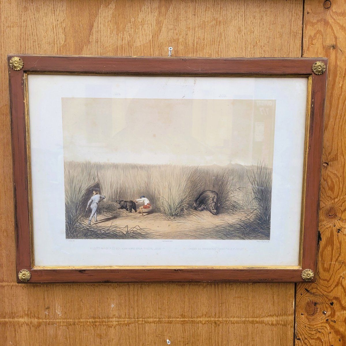 photo furniture Set Of 7 Framed Engravings, Hunting In Asia, 19th Century