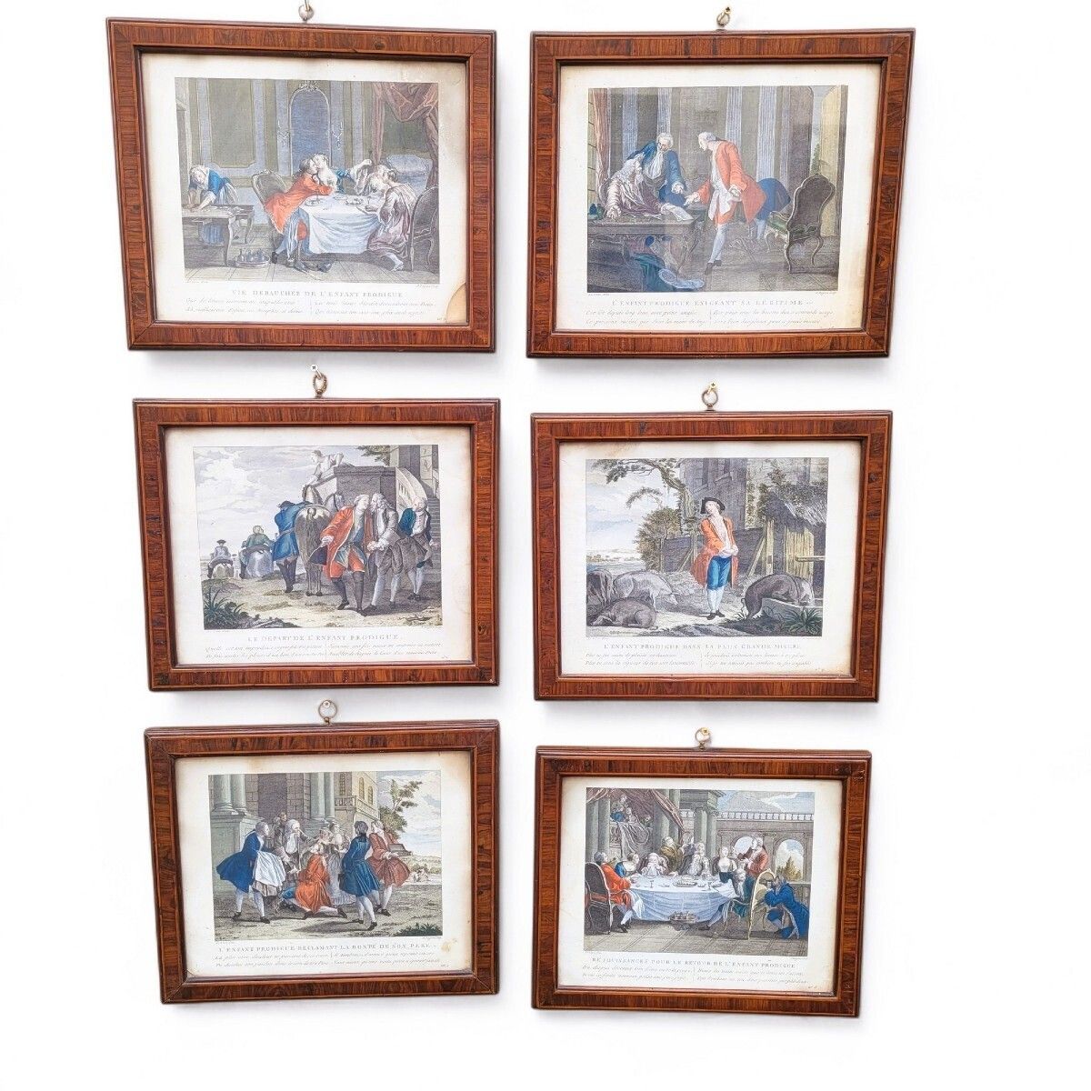 The Prodigal Son, A Series Of 6 Framed Engravings, 19th Century