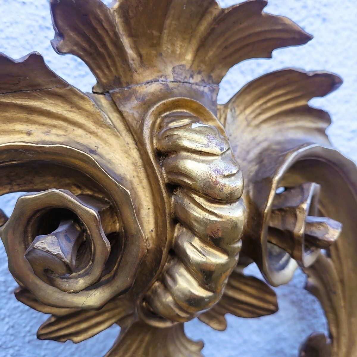 Large Oval Mirror In Carved Gilt Wood, 19th Century photo for sale
