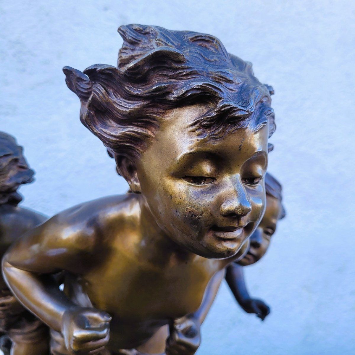 C Monginot, 3 Putti, Signed Bronze, Late 19th/Early 20th Century photo vinterior