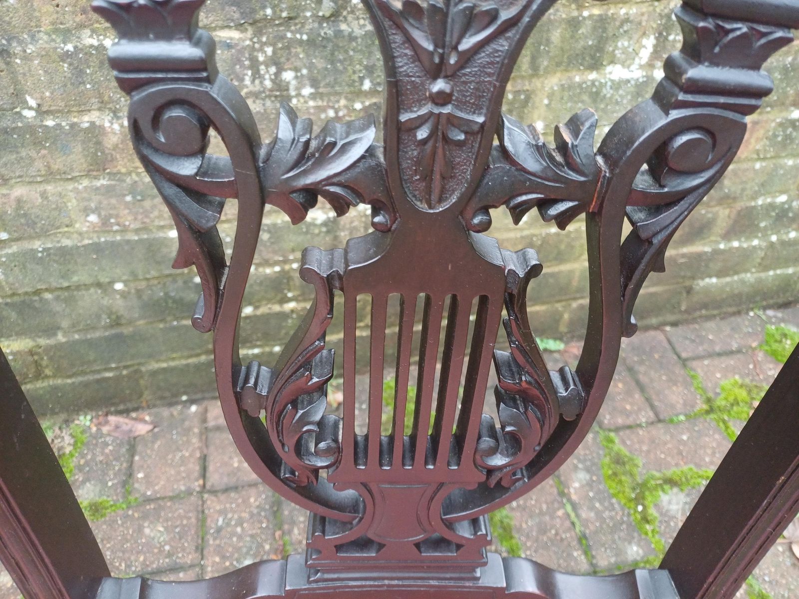 Pair Victorian Mahogany Occasional Chairs Ebonised Finish Carved Fretwork Backs Turned Legs Porcelain Castors Pink Seats photo furniture